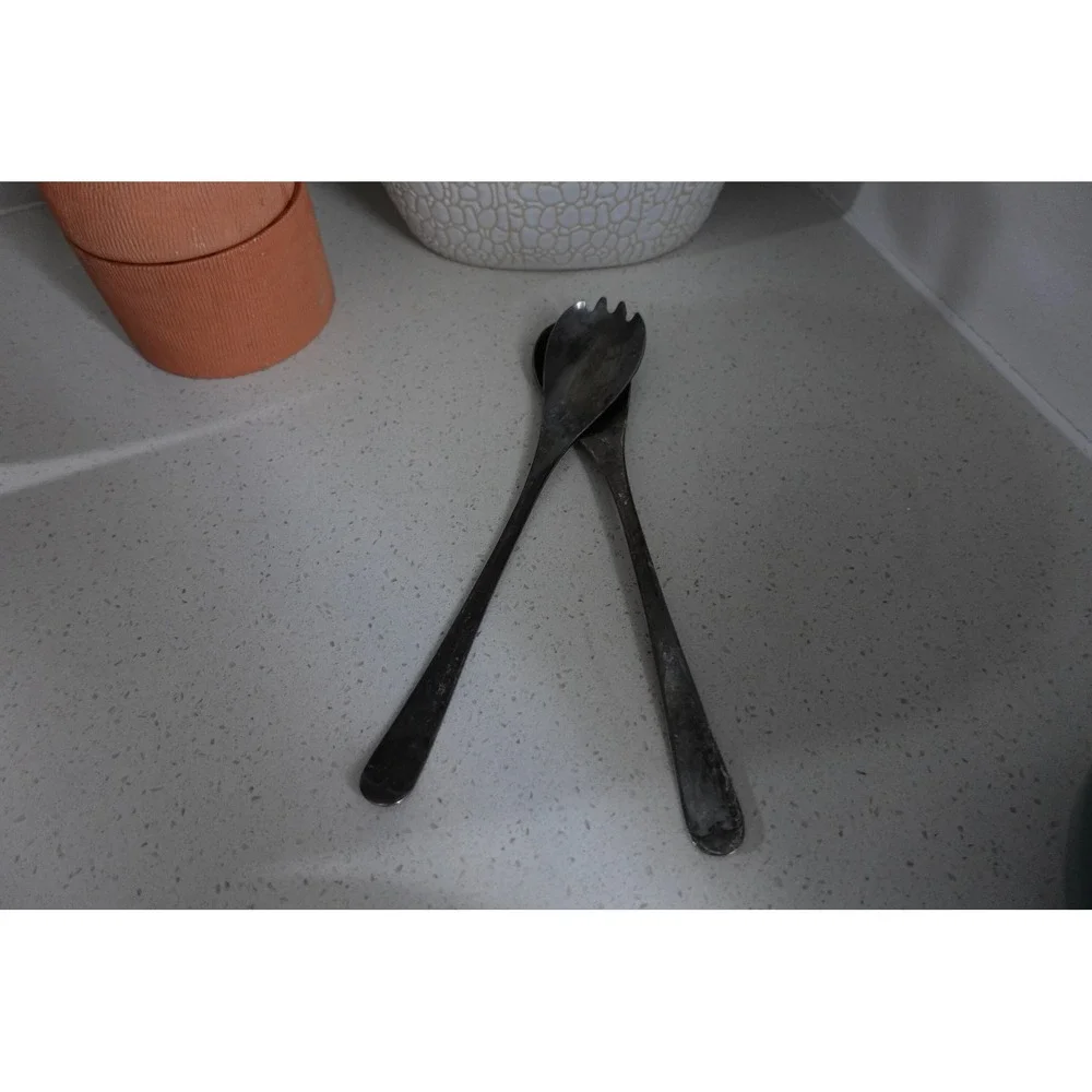 Vintage Silver Plated England Spoon & Spork Set‎ Serving Utensils